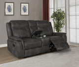 Lawrence Charcoal 3-Piece Upholstered Reclining Sofa Set