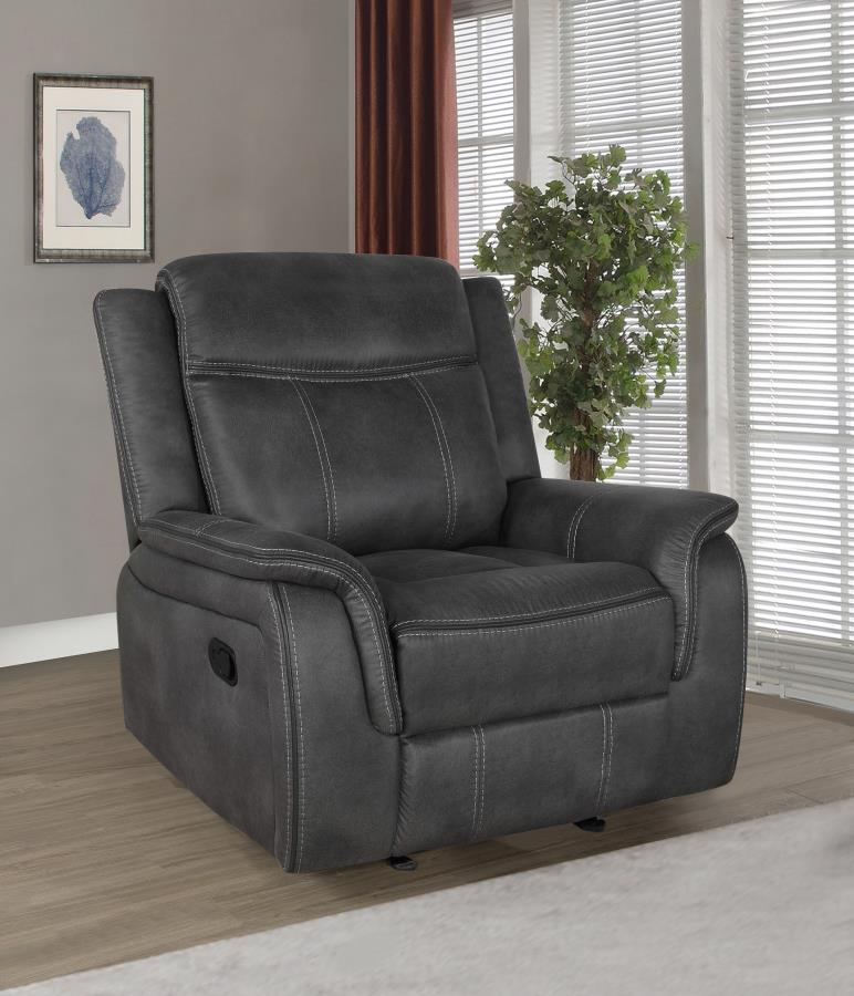 Lawrence Charcoal 3-Piece Upholstered Reclining Sofa Set