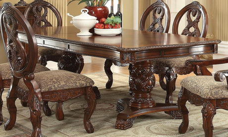 Acme Rovledo 7 Piece Double Pedestal Dining Set In Cherry