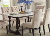 Gerardo White Marble and Weathered Espresso Dining Room Set