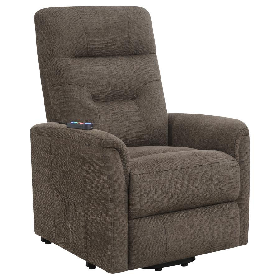 Henrietta Power Lift Recliner With Storage Pocket Brown