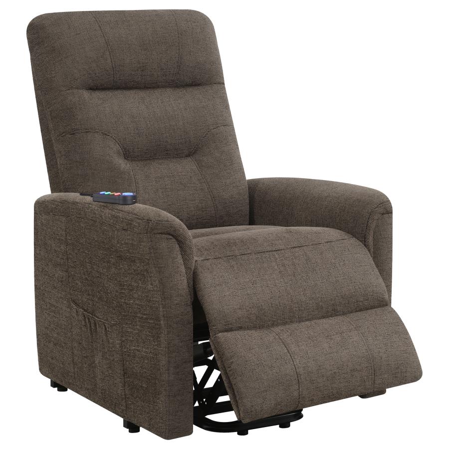 Henrietta Power Lift Recliner With Storage Pocket Brown