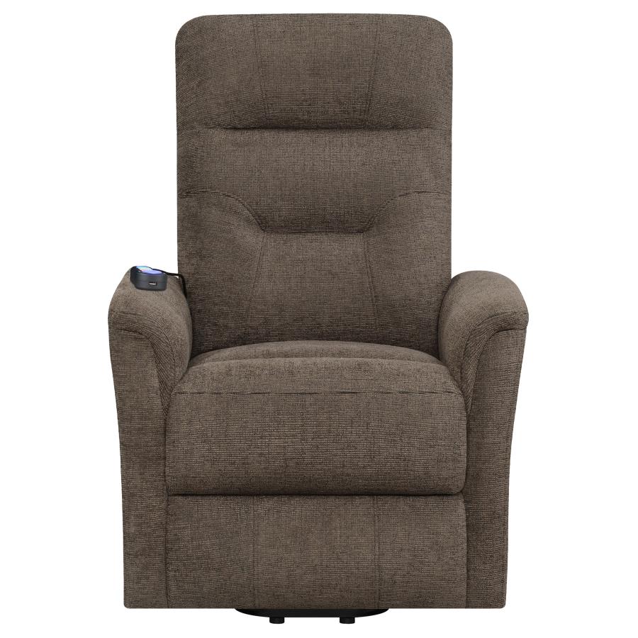 Henrietta Power Lift Recliner With Storage Pocket Brown