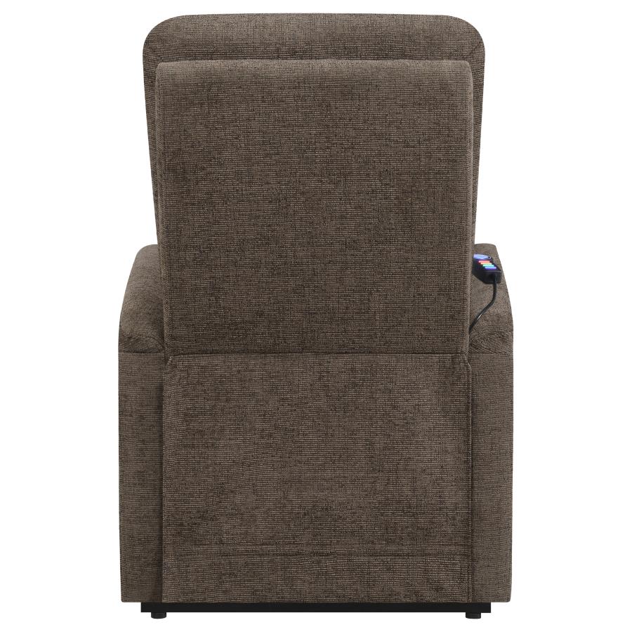 Henrietta Power Lift Recliner With Storage Pocket Brown