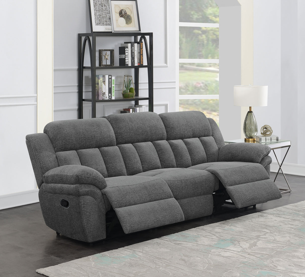 Bahrain Charcoal Upholstered Motion Sofa