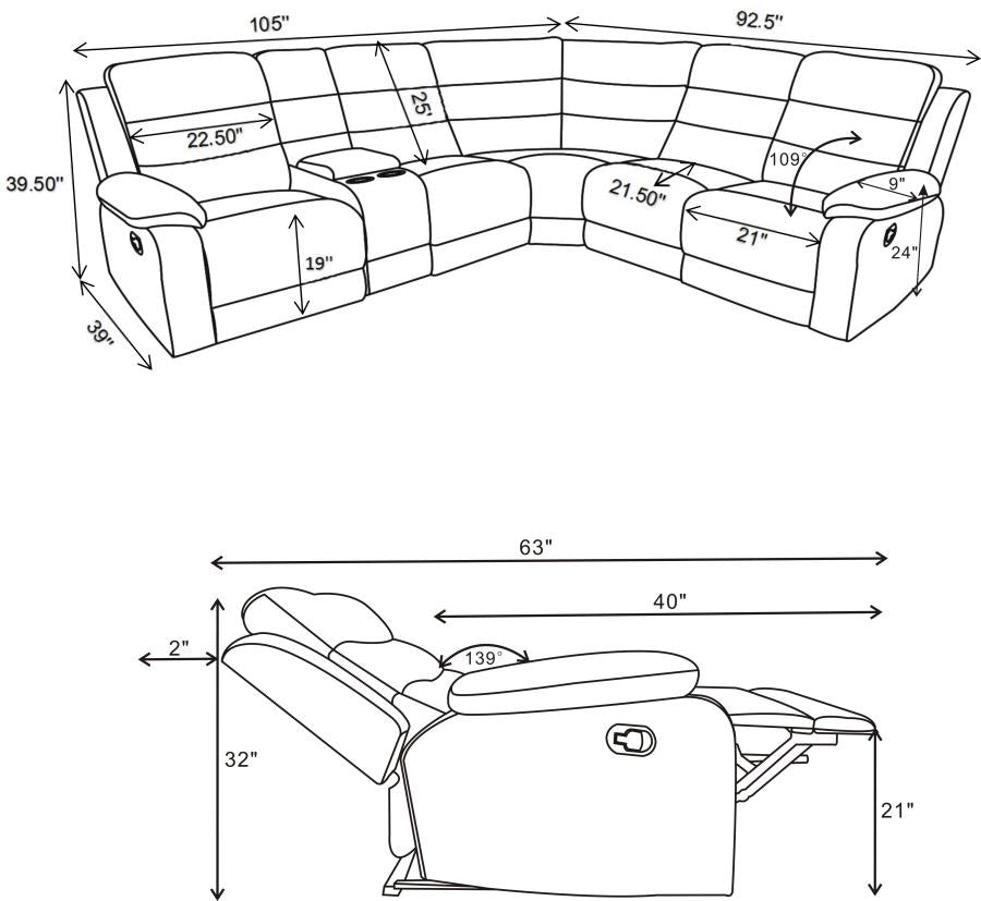 David Smoke Upholstered Reclining Sectional Sofa