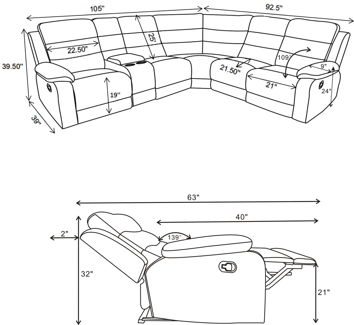 David Smoke Upholstered Reclining Sectional Sofa