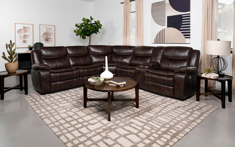 Sycamore Dark Brown Upholstered Power Reclining Sectional Sofa