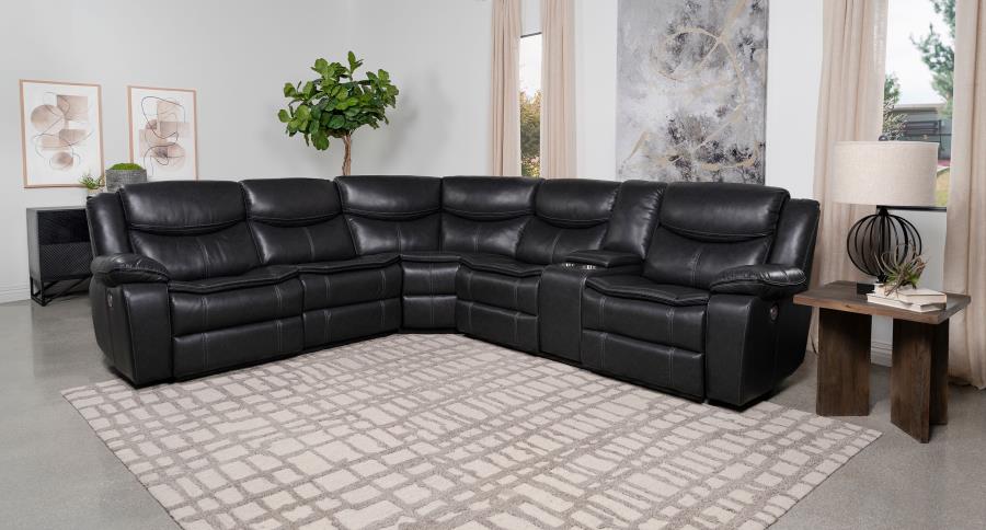 Sycamore Dark Grey Upholstered Power Reclining Sectional Sofa