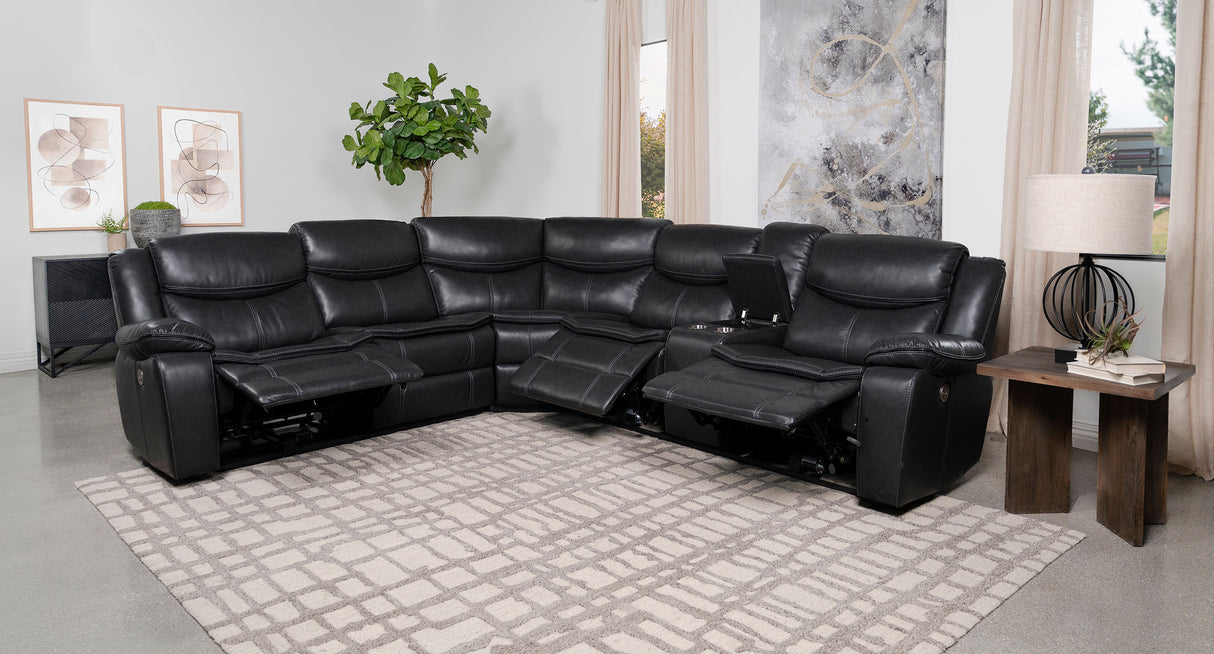 Sycamore Dark Grey Upholstered Power Reclining Sectional Sofa