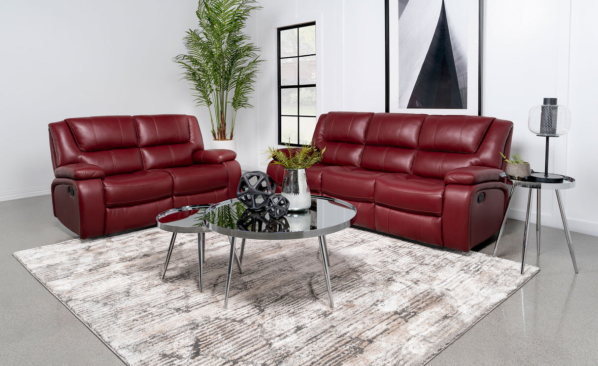 Camila Red 2-Piece Upholstered Reclining Sofa Set