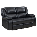 Camila Black 2-Piece Upholstered Motion Reclining Sofa Set