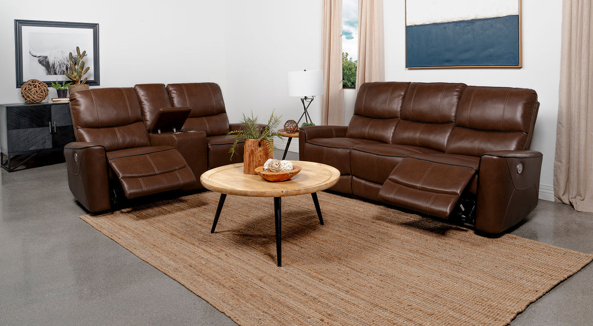 Greenfield Saddle Brown 2-Piece Power Reclining Sofa Set