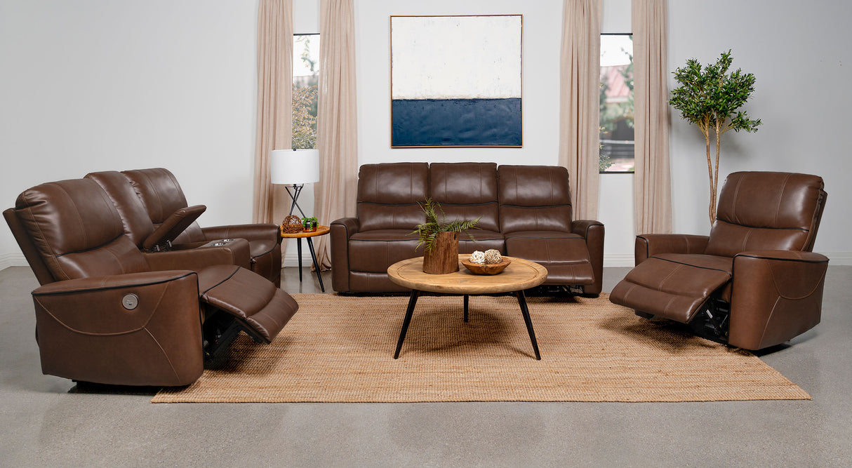 Greenfield Saddle Brown 3-Piece Power Reclining Sofa Set