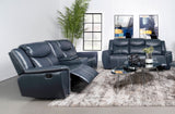 Sloane Blue 2-Piece Upholstered Reclining Sofa Set