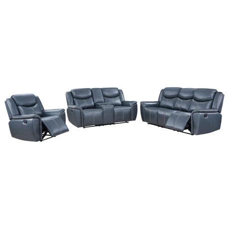 Sloane Blue 3-Piece Upholstered Reclining Sofa Set