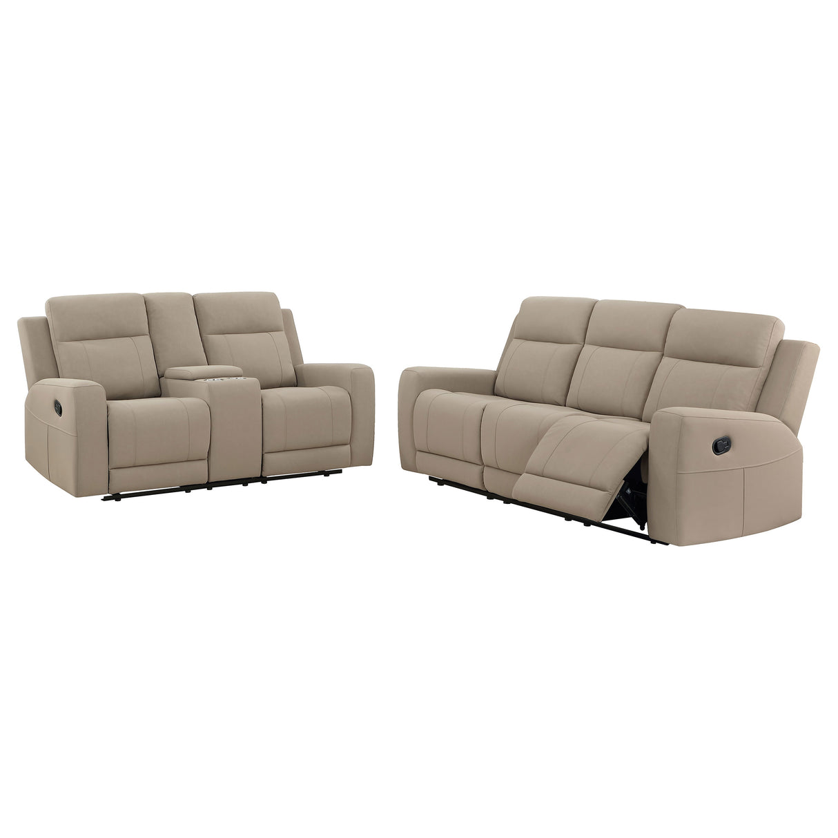 Brentwood Taupe 2-Piece Upholstered Reclining Sofa Set