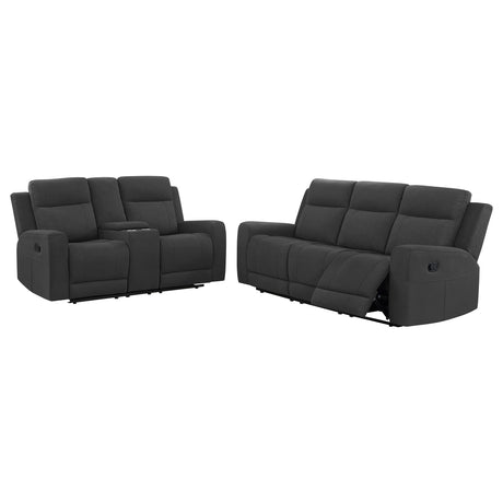 Brentwood Dark Charcoal 2-Piece Upholstered Reclining Sofa Set