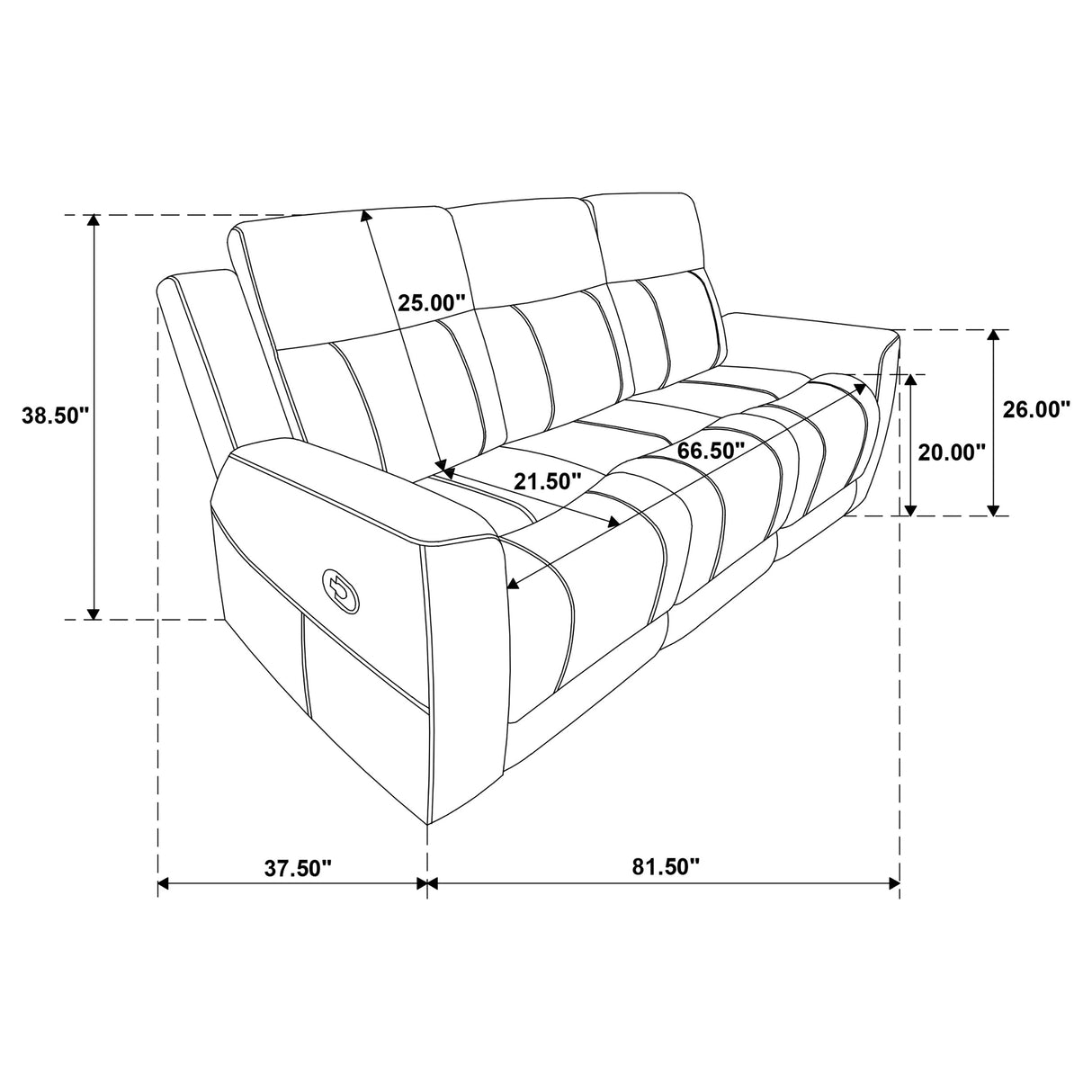 Brentwood Dark Charcoal 3-Piece Upholstered Reclining Sofa Set