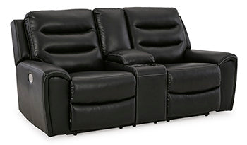 Warlin Black Power Reclining Loveseat With Console