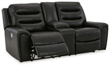 Warlin Black Power Reclining Loveseat With Console