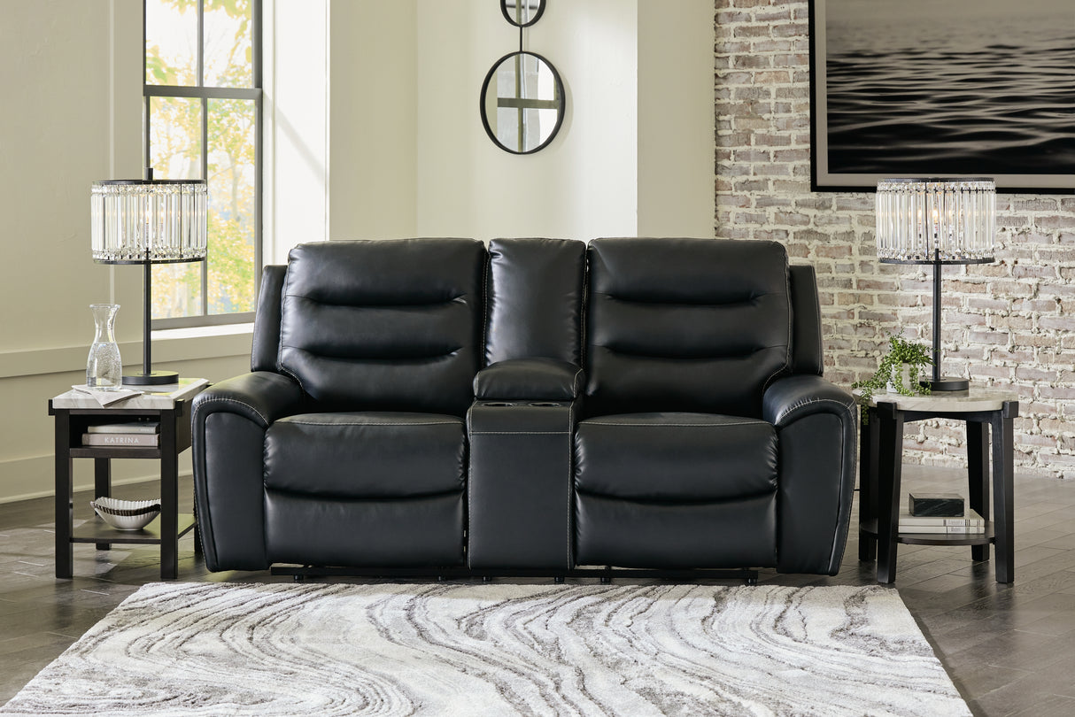 Warlin Black Power Reclining Loveseat With Console