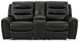 Warlin Black Power Reclining Loveseat With Console