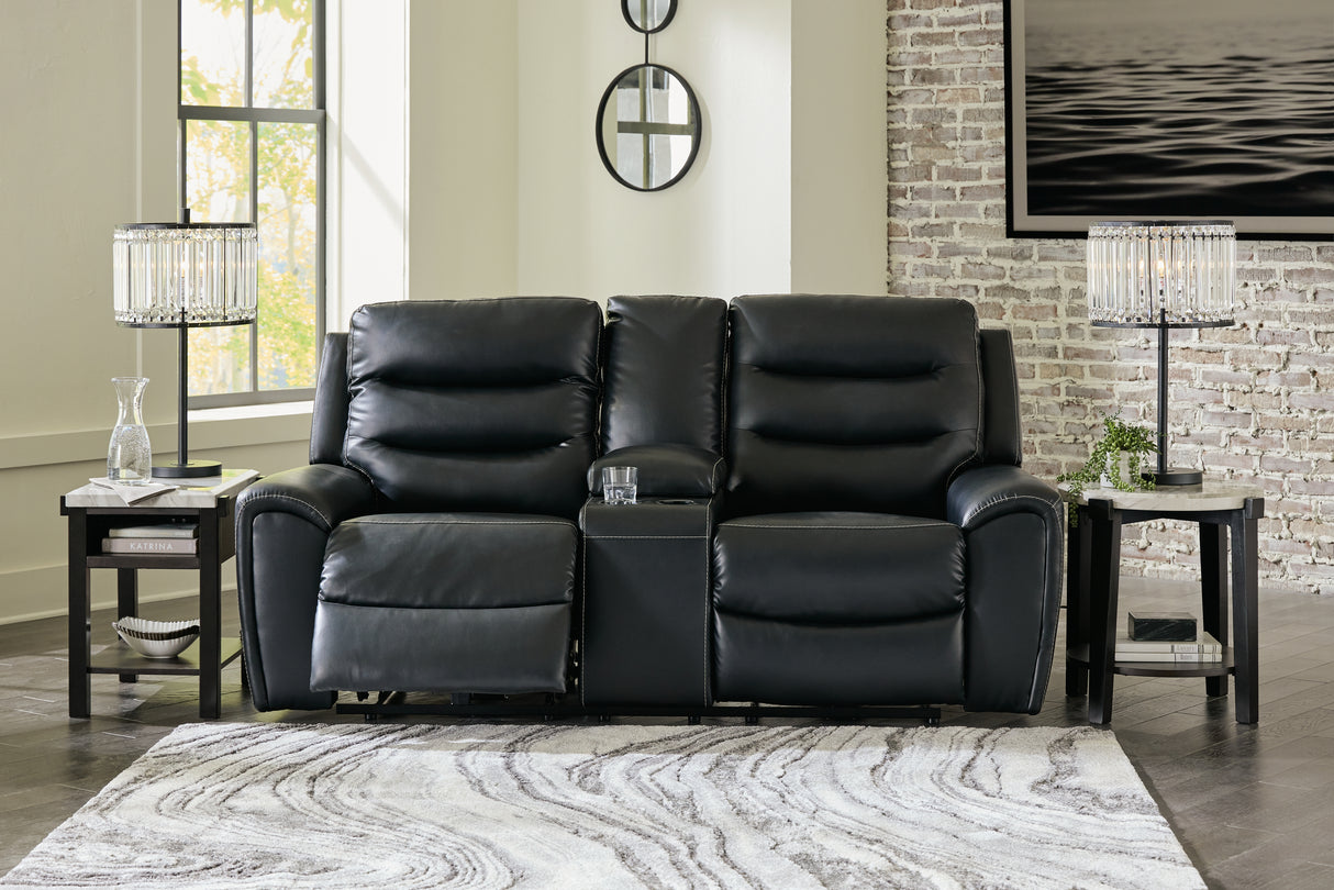 Warlin Black Power Reclining Loveseat With Console