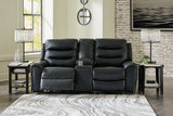 Warlin Black Power Reclining Loveseat With Console