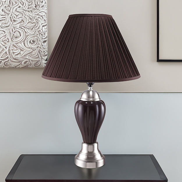 26" Porcelain Lamp, Satin Nickel