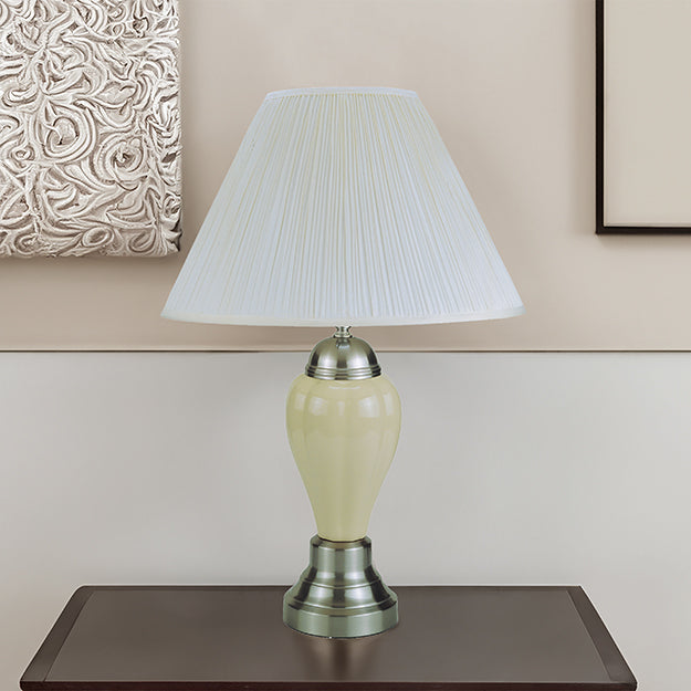 26" Porcelain Lamp, Satin Nickel