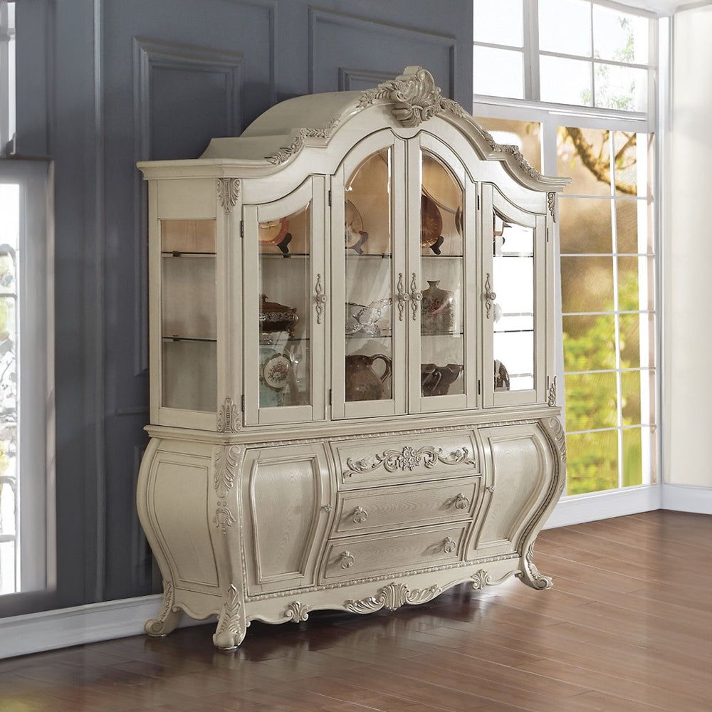 Ragenardus Antique White Finish Hutch & Buffet