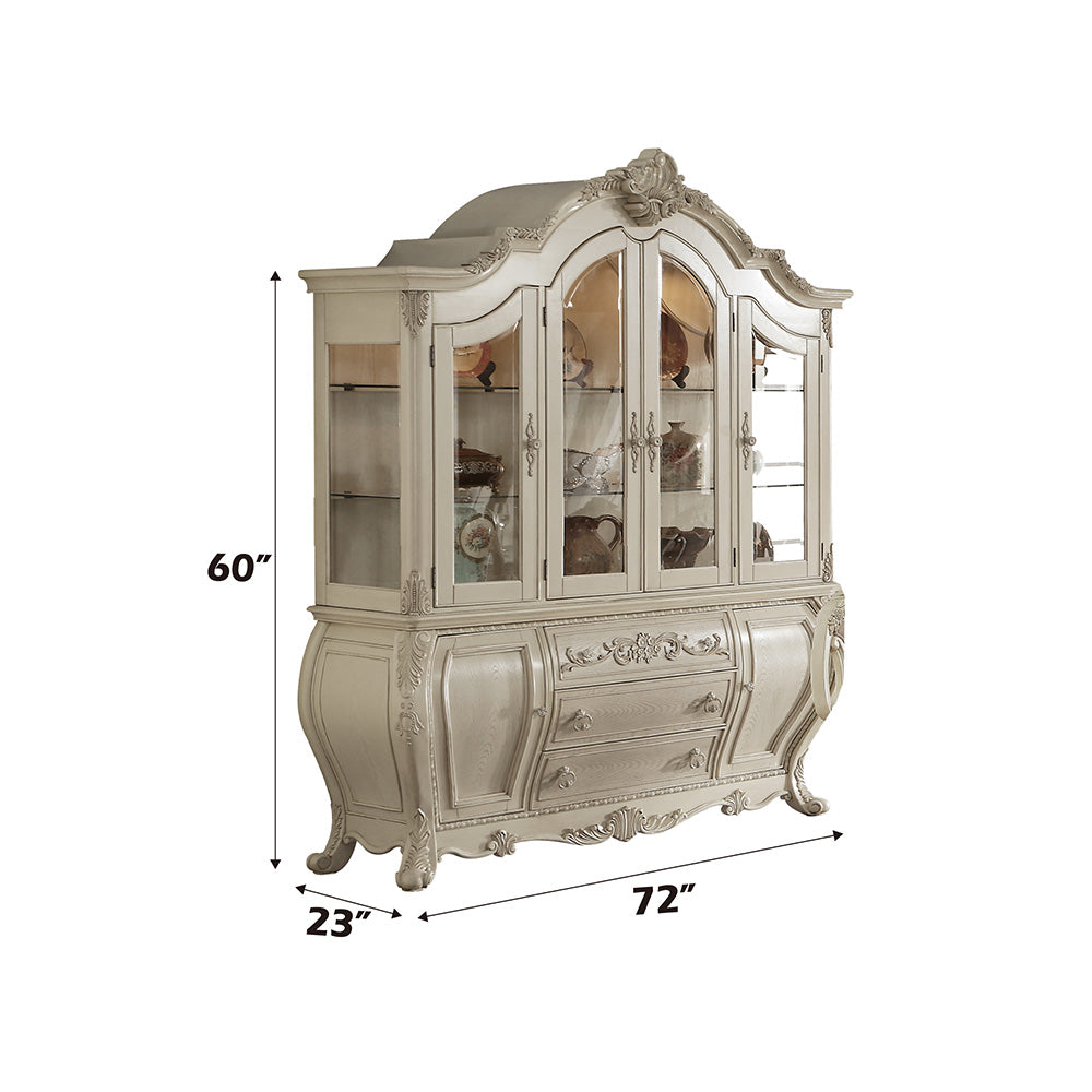 Ragenardus Antique White Finish Hutch & Buffet