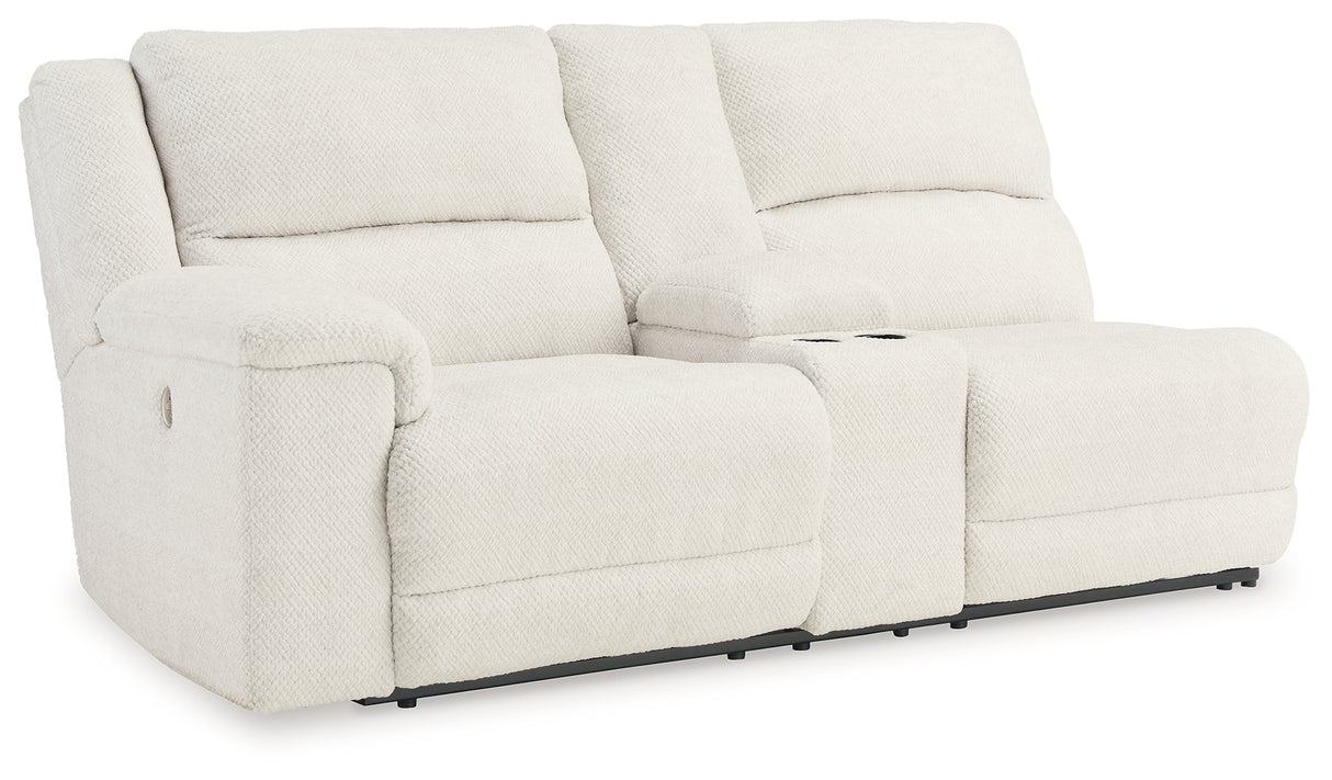 Keensburg Linen Left-Arm Facing Power Reclining Loveseat With Console