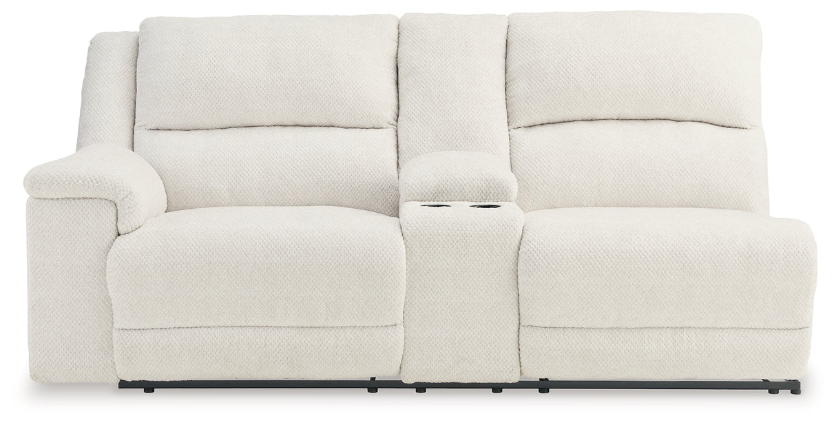 Keensburg Linen Left-Arm Facing Power Reclining Loveseat With Console