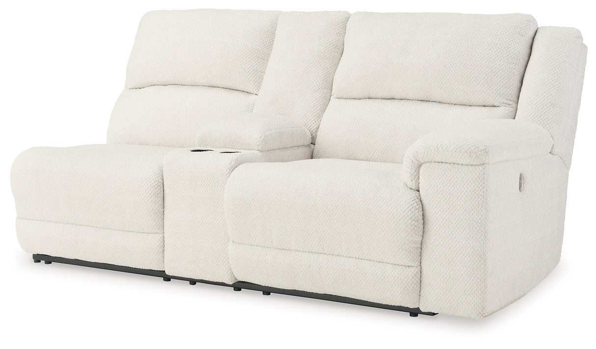 Keensburg Linen Right-Arm Facing Power Reclining Loveseat With Console