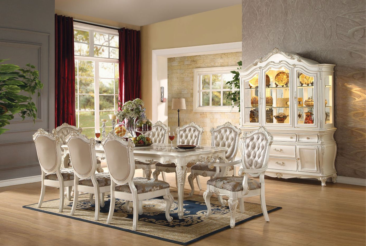 Chantelle Marble Top & Pearl White Finish Dining Table