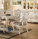 Acme Chantelle 7 Piece Leg Dining Set In Pearl White