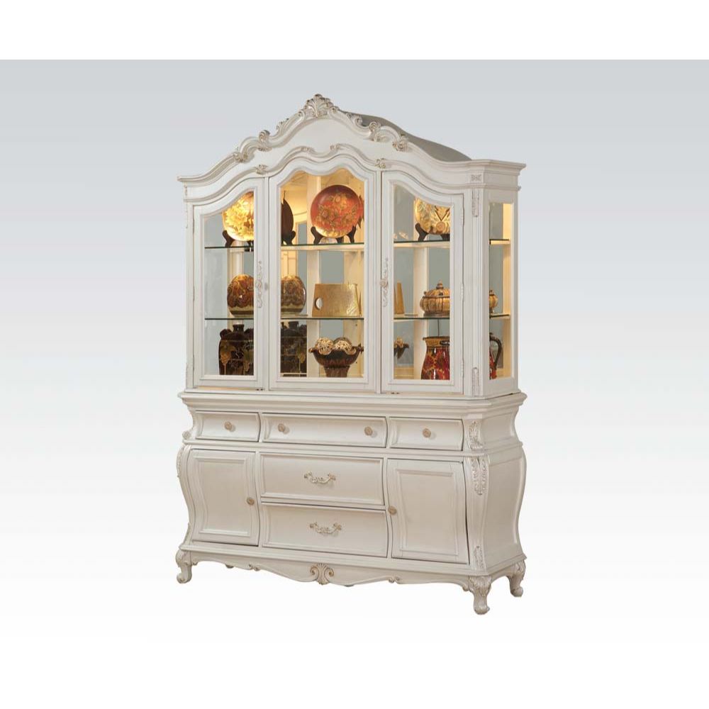 Chantelle Pearl White Finish Hutch & Buffet