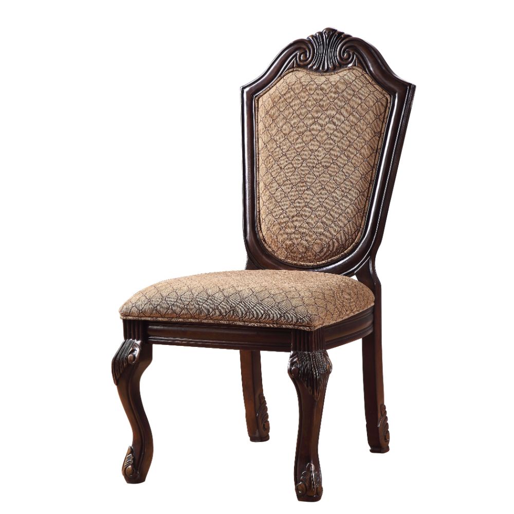 Chateau Fabric & Espresso Finish De Ville Side Chair (Set-2)