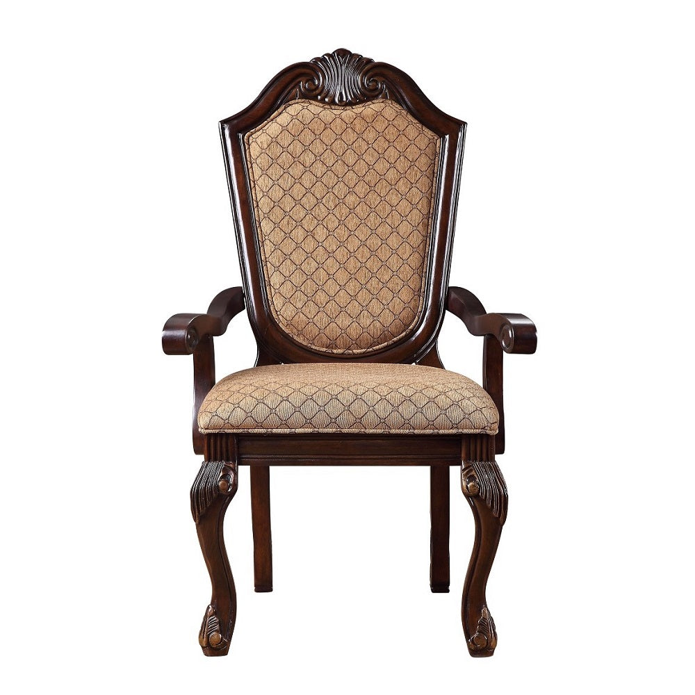 Chateau Fabric & Espresso Finish De Ville Arm Chair (Set-2)