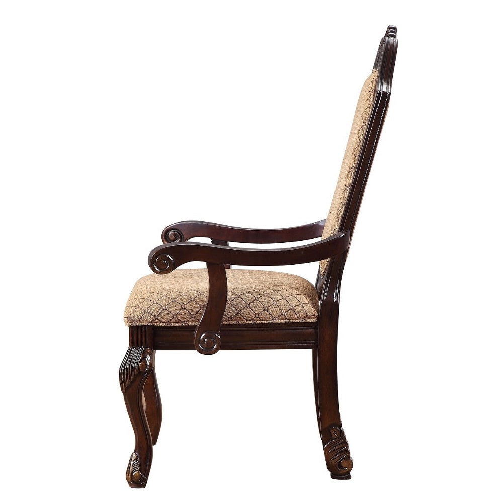 Chateau Fabric & Espresso Finish De Ville Arm Chair (Set-2)