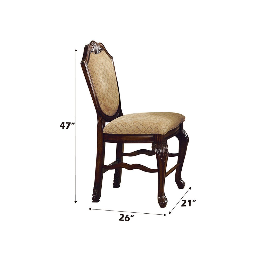 Chateau Fabric & Espresso Finish De Ville Counter Height Chair (Set-2)