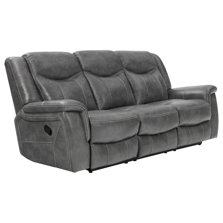 Conrad Grey 2-Piece Upholstered Padded Arm Motion Sofa Set