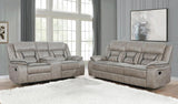 Greer Taupe 2-Piece Upholstered Reclining Sofa Set