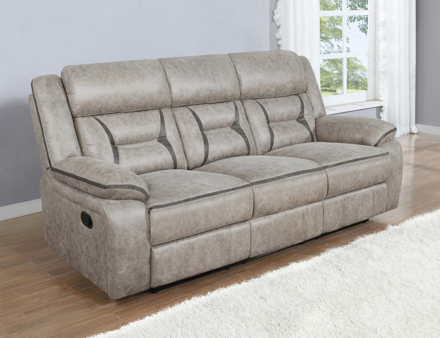 Greer Taupe 2-Piece Upholstered Reclining Sofa Set