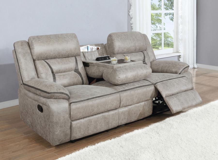 Greer Taupe 2-Piece Upholstered Reclining Sofa Set