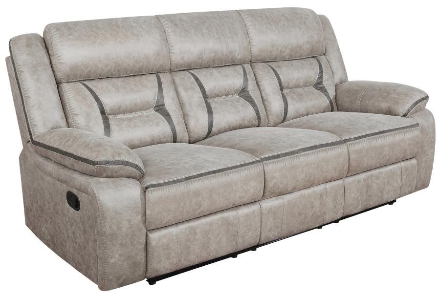 Greer Taupe 2-Piece Upholstered Reclining Sofa Set