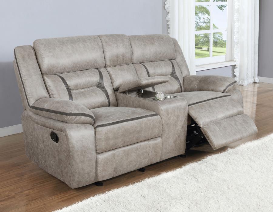 Greer Taupe 2-Piece Upholstered Reclining Sofa Set