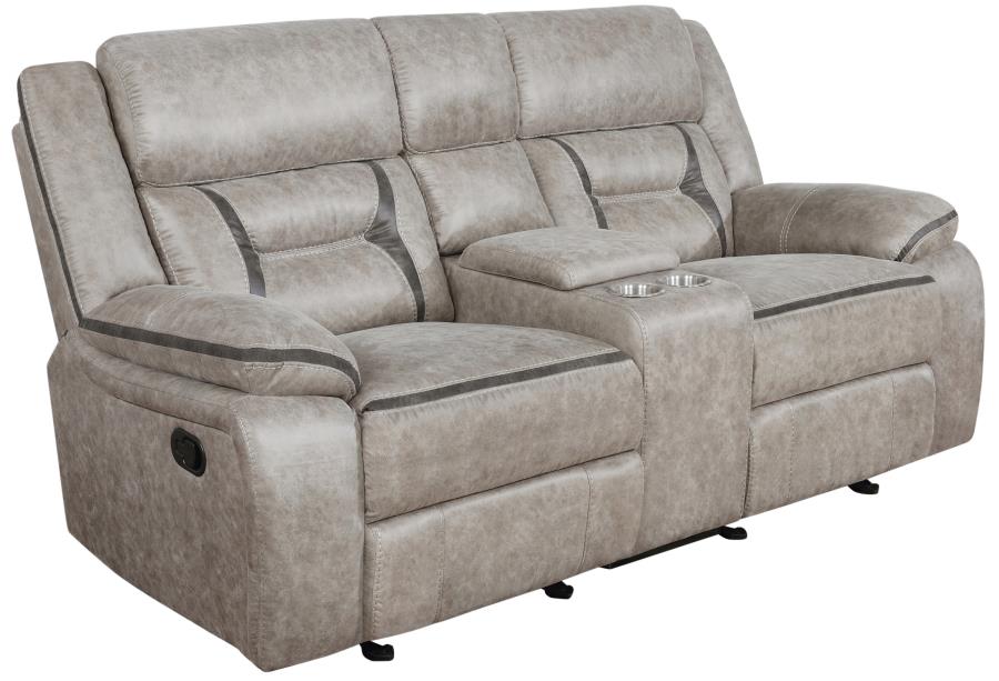 Greer Taupe 2-Piece Upholstered Reclining Sofa Set